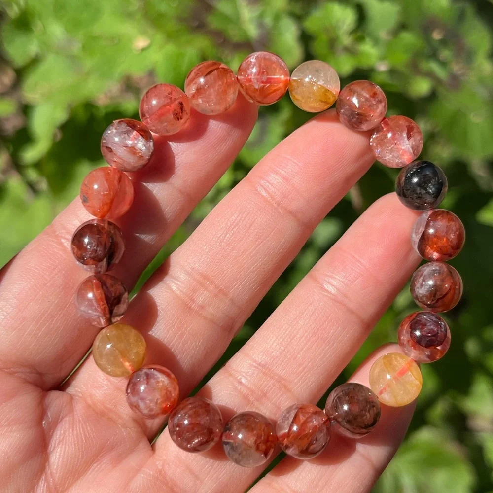 9mm stretchable fire Quartz golden healer bracelet‎